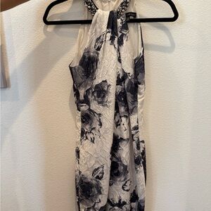 Carmen Marc Valvo Black and White Beaded Dress